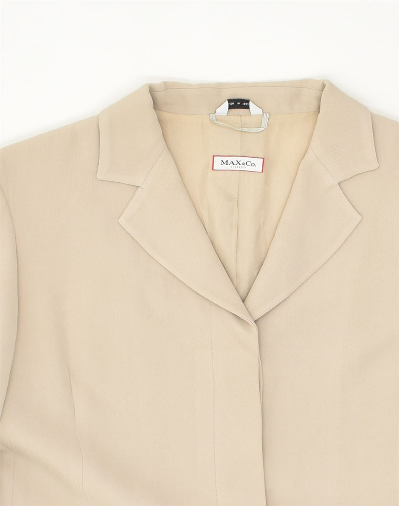 MAX & CO. Womens Overcoat UK 10 Small  Beige Acetate | Vintage Max & Co. | Thrift | Second-Hand Max & Co. | Used Clothing | Messina Hembry 