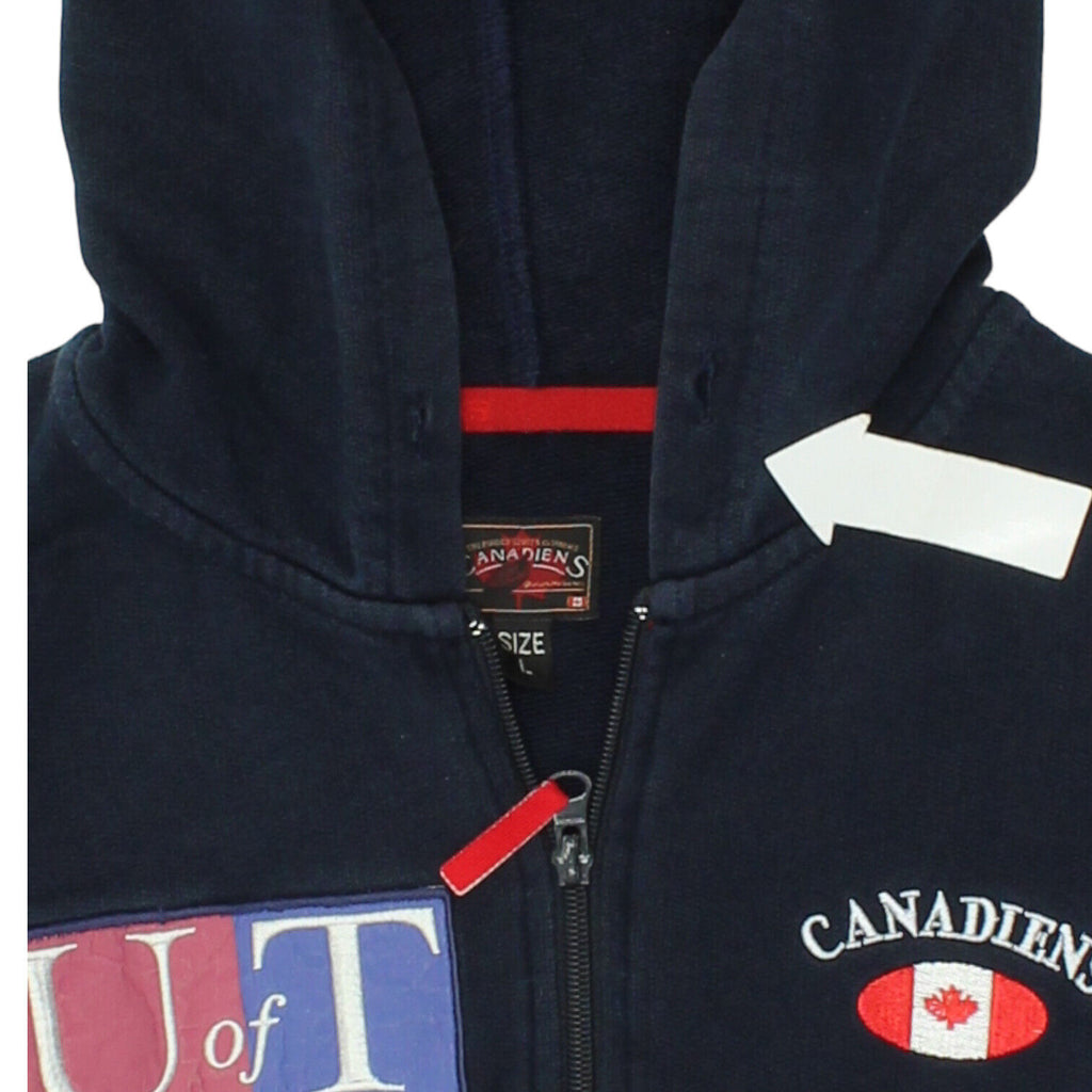 Canadiens Toronto University Mens Navy Red White Full Zip Hoodie | Vintage Hoody | Vintage Messina Hembry | Thrift | Second-Hand Messina Hembry | Used Clothing | Messina Hembry 