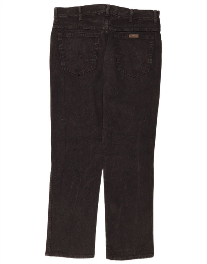 Wrangler Mens Regular Fit Straight Jeans W36 L32 Black Cotton