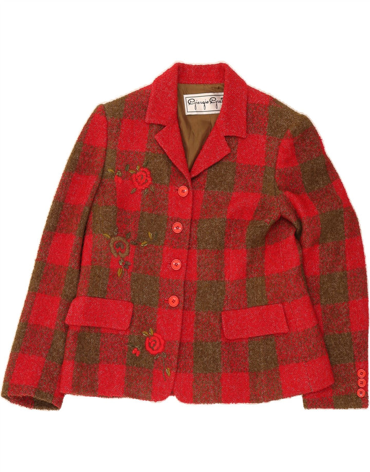 GIORGIO GRATI Womens 4 Button Blazer Jacket IT 48 XL Red Check Wool Vintage Giorgio Grati and Second-Hand Giorgio Grati from Messina Hembry 