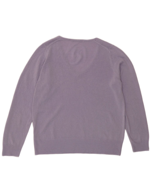 Marks & Spencer Womens V-Neck Jumper Sweater UK 16 Large Purple