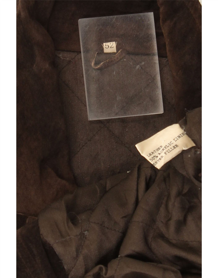 Vintage Mens Suede Windbreaker Coat IT 52 XL Brown Leather