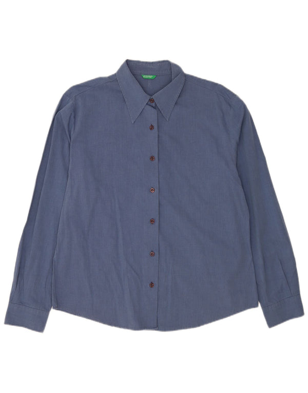 Benetton Womens Shirt UK 16 Large Navy Blue Cotton