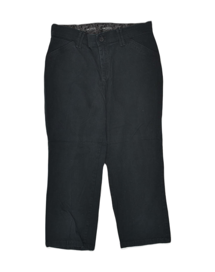 LEE Womens Comfort Fit Straight Cropped Trousers US 8 Medium W31 L24 Black | Vintage Lee | Thrift | Second-Hand Lee | Used Clothing | Messina Hembry 