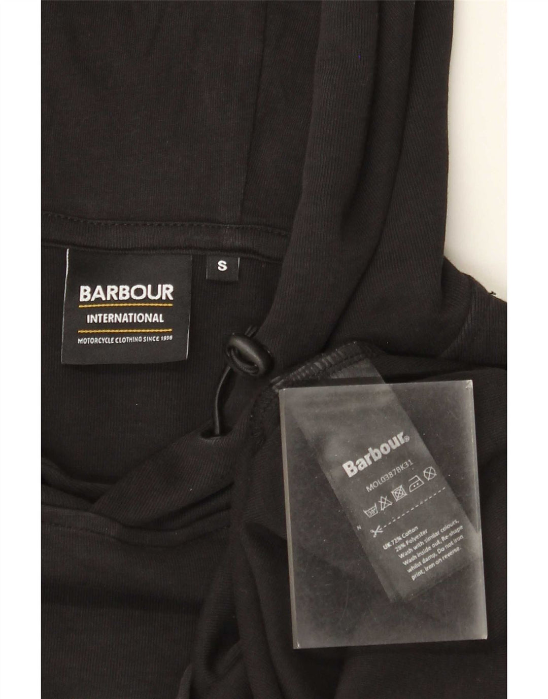 Barbour Mens Graphic Hoodie Jumper Small Black Cotton