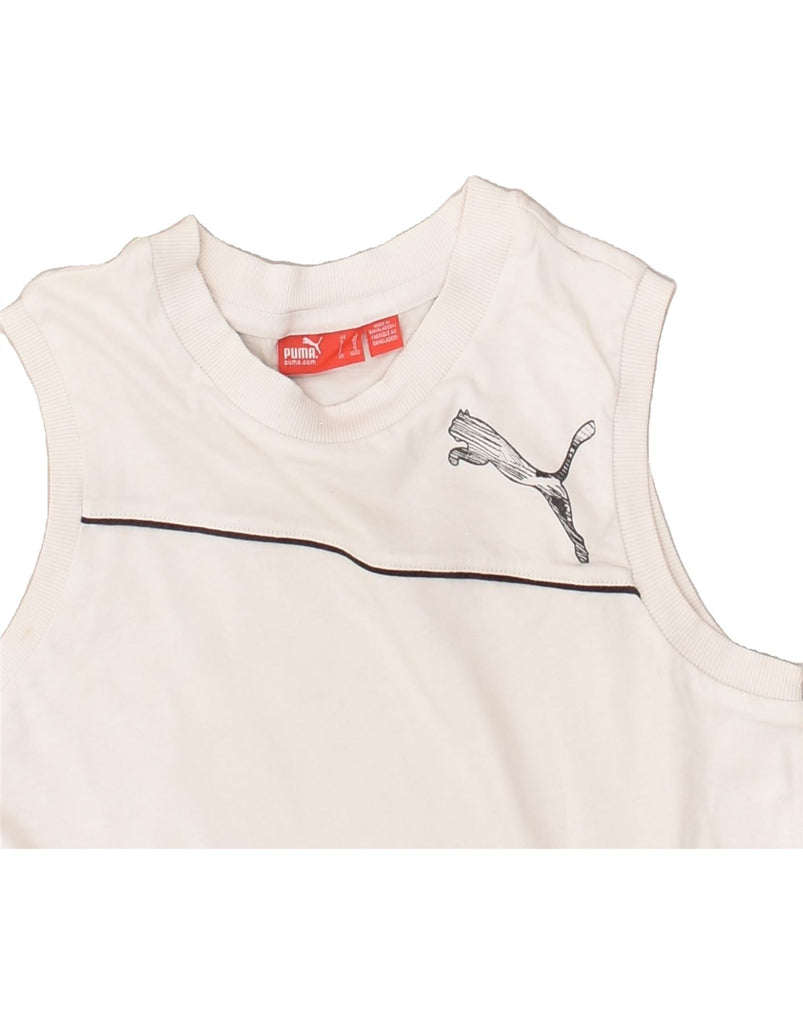 PUMA Girls Vest Top 11-12 Years White Cotton | Vintage Puma | Thrift | Second-Hand Puma | Used Clothing | Messina Hembry 