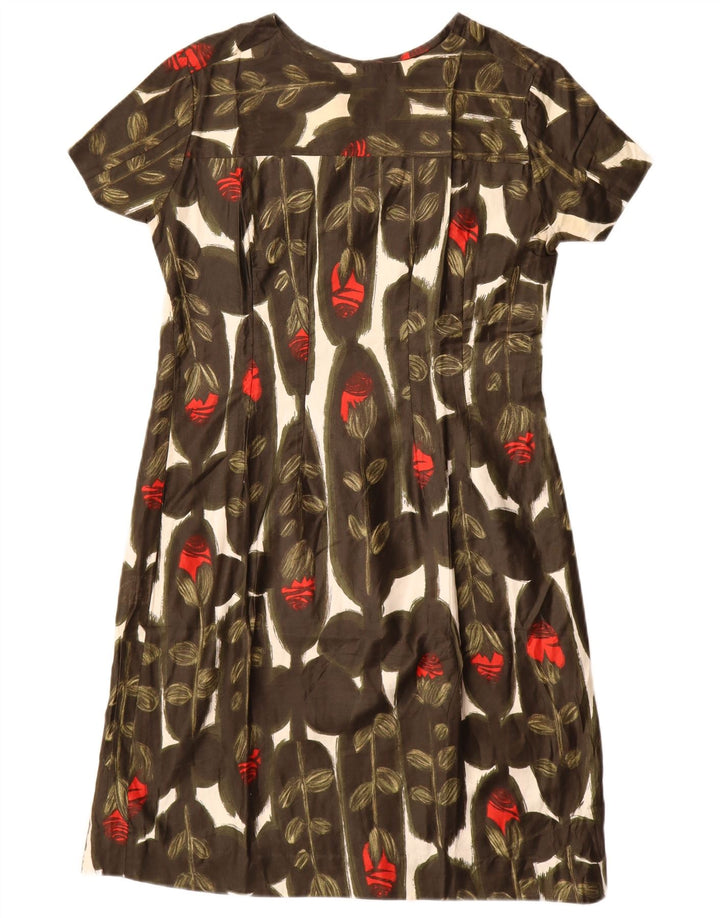 VINTAGE Womens Sheath Dress UK 12 Medium Brown Floral