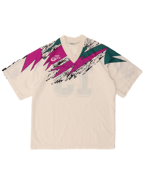 Pro Touch Mens Graphic T-Shirt Top Large Off White Geometric Sports