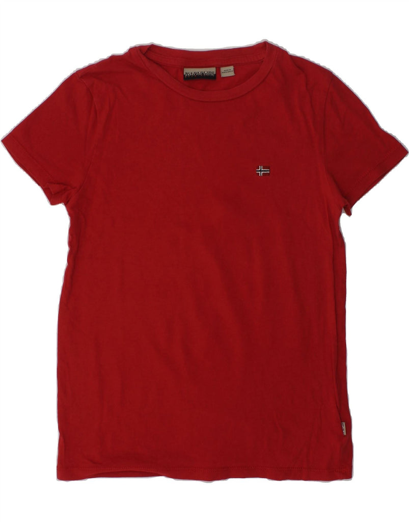 NAPAPIJRI Boys T-Shirt Top 7-8 Years Red Cotton | Vintage Napapijri | Thrift | Second-Hand Napapijri | Used Clothing | Messina Hembry 