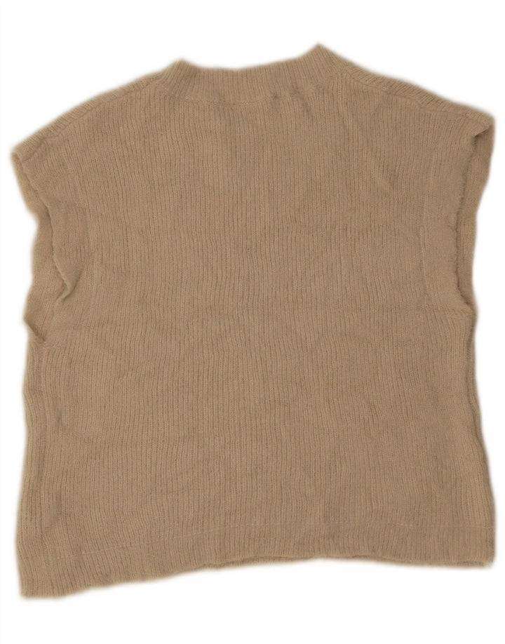 Zara Womens Vest Tank Top UK 12 Medium Beige Acrylic