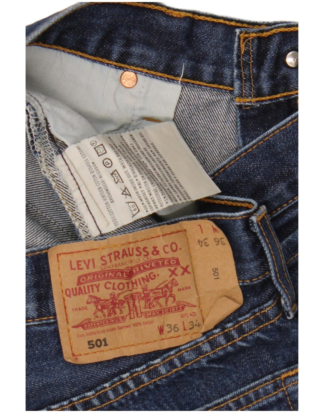 Levi's Mens 501 Capri Jeans W36 L22 Blue Cotton