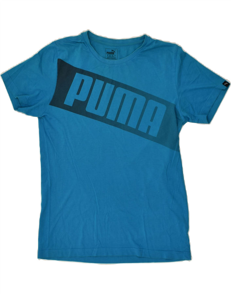 PUMA Mens Graphic T-Shirt Top Small Blue Cotton | Vintage Puma | Thrift | Second-Hand Puma | Used Clothing | Messina Hembry 