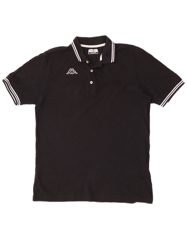 Kappa Mens Polo Shirt XL Black Striped Cotton