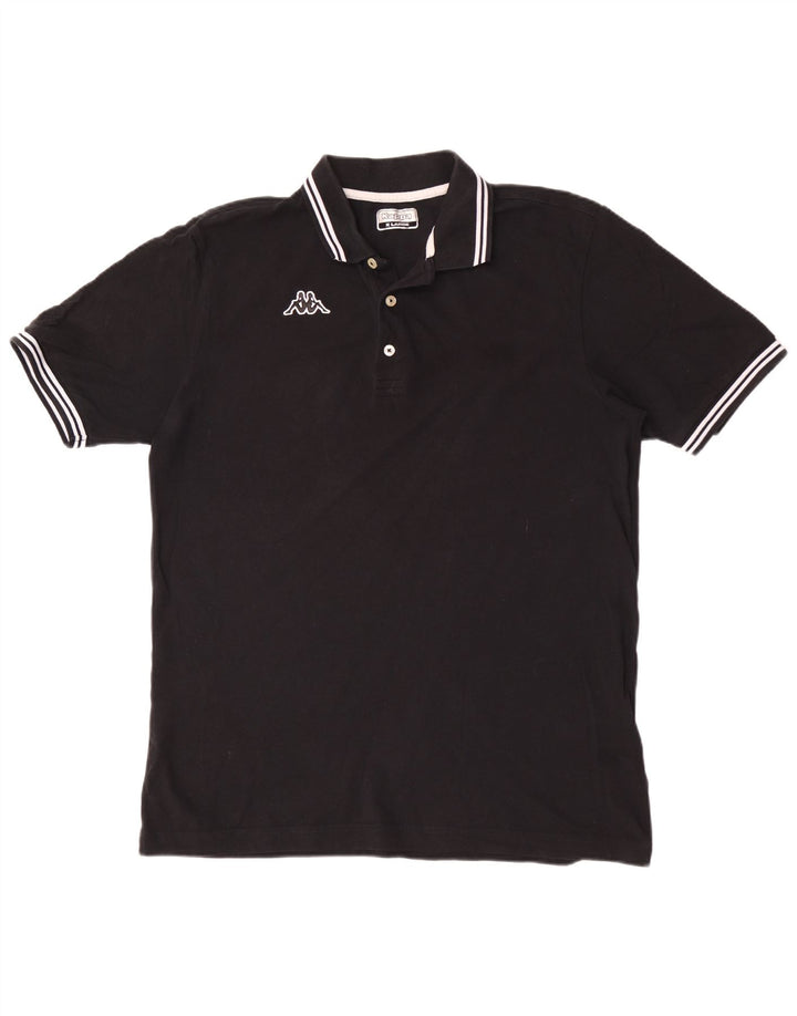 Kappa Mens Polo Shirt XL Black Striped Cotton