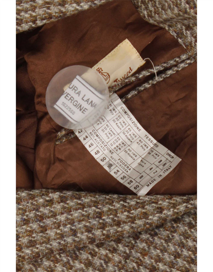 Harris Tweed Mens 2 Button Blazer Jacket UK 42 XL Brown Houndstooth