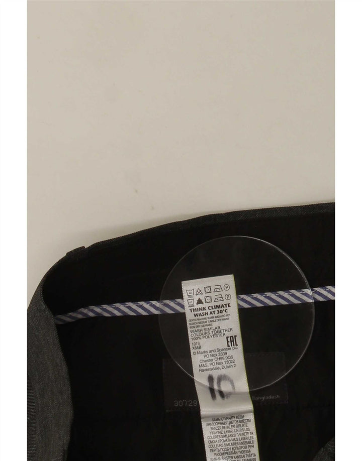Marks & Spencer Mens Slim Suit Trousers W30 L29 Grey Polyester