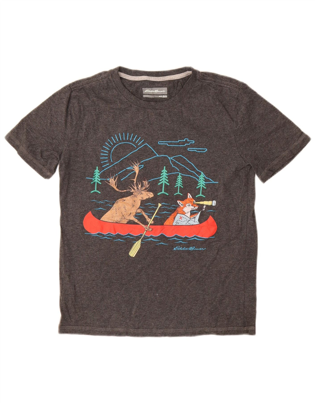 Eddie Bauer Boys Graphic T-Shirt Top 10-11 Years Medium Grey Cotton Nature