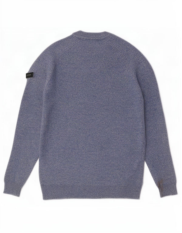 Superdry Mens Crew Neck Jumper Sweater Medium Blue Flecked Lambswool