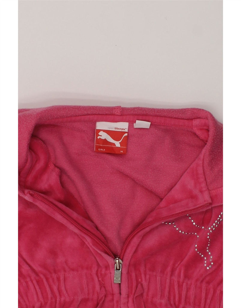 PUMA Girls Graphic Zip Hoodie Sweater 3-4 Years Medium Red Cotton | Vintage Puma | Thrift | Second-Hand Puma | Used Clothing | Messina Hembry 