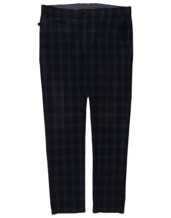 Jeckerson Mens Autograph Slim Suit Trousers W32 L29 Navy Blue Check Cotton