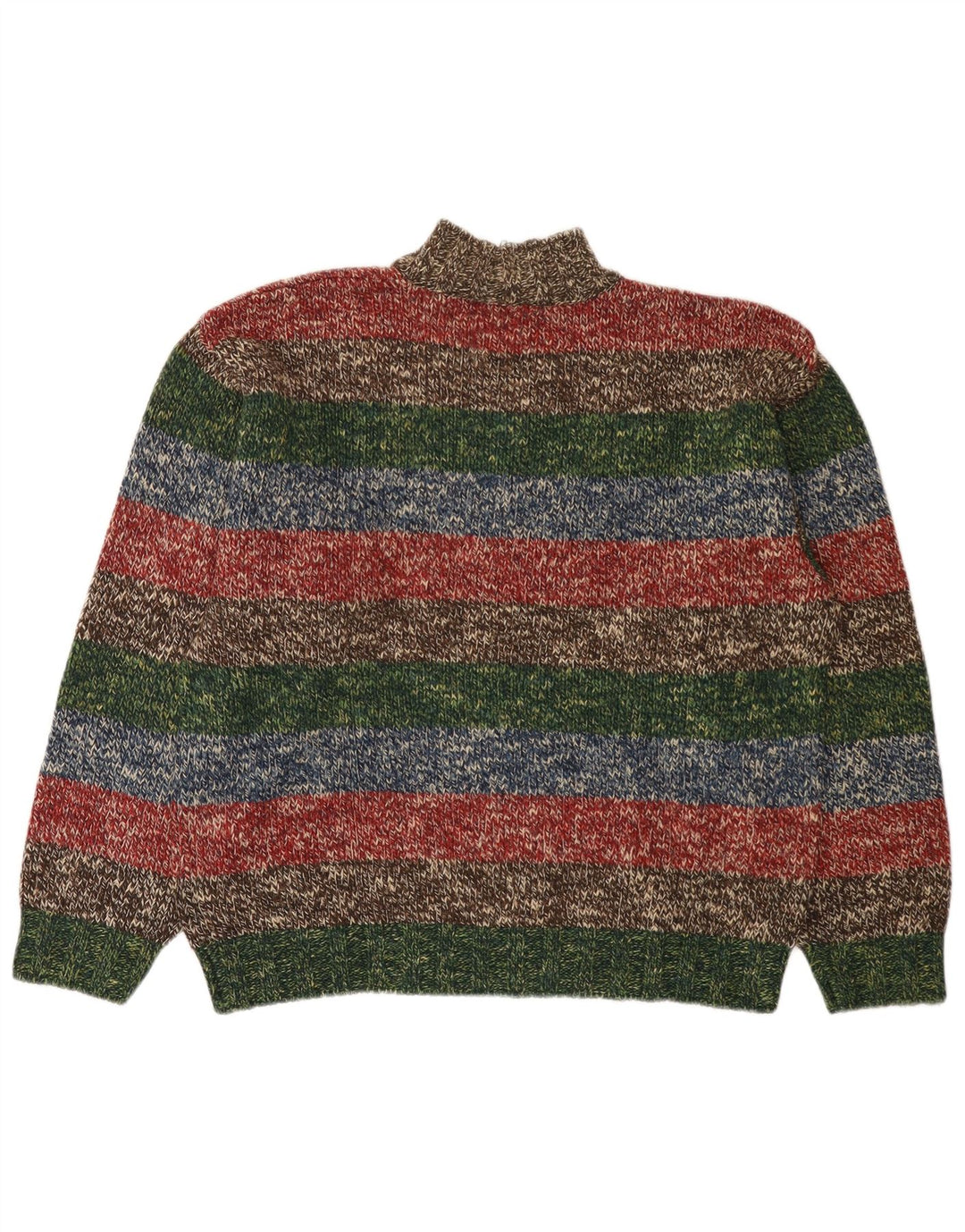 Vintage Mens Zip Neck Jumper Sweater IT 52 Large Multicoloured Striped