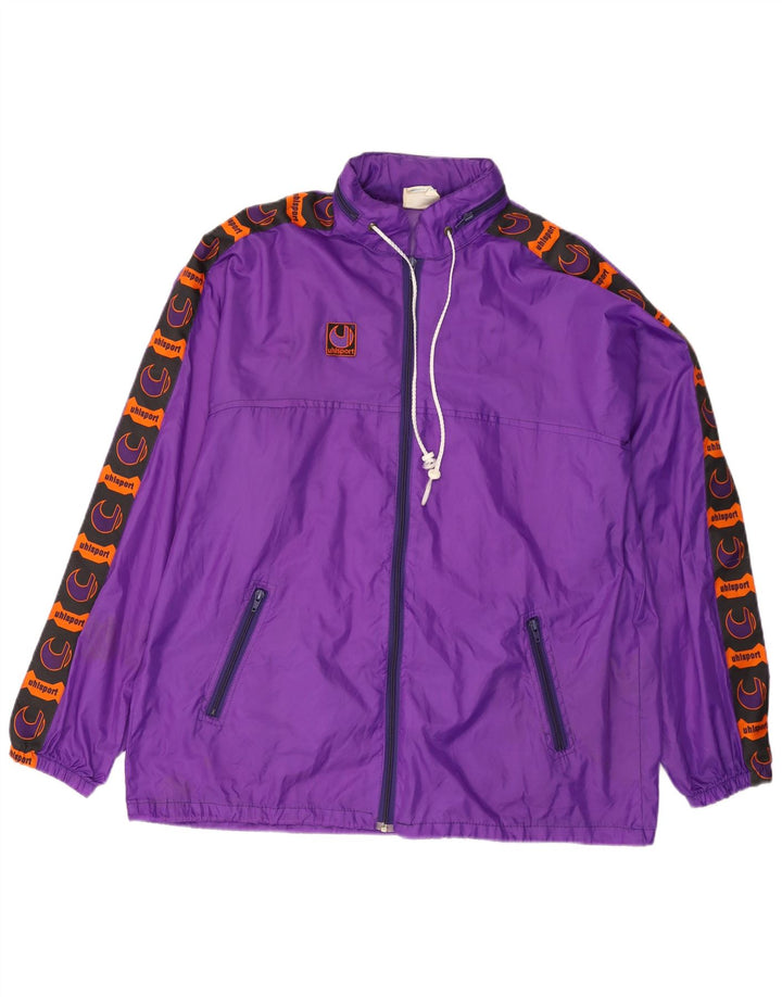 Uhlsport Mens Graphic Rain Jacket UK 40 Large Purple Colourblock Polyamide