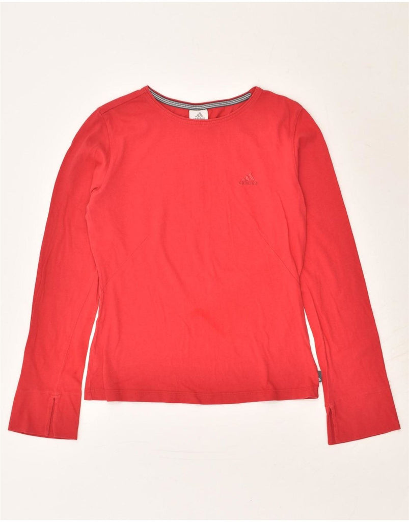 ADIDAS Womens Top Long Sleeve UK 12 Medium Red Cotton | Vintage Adidas | Thrift | Second-Hand Adidas | Used Clothing | Messina Hembry 