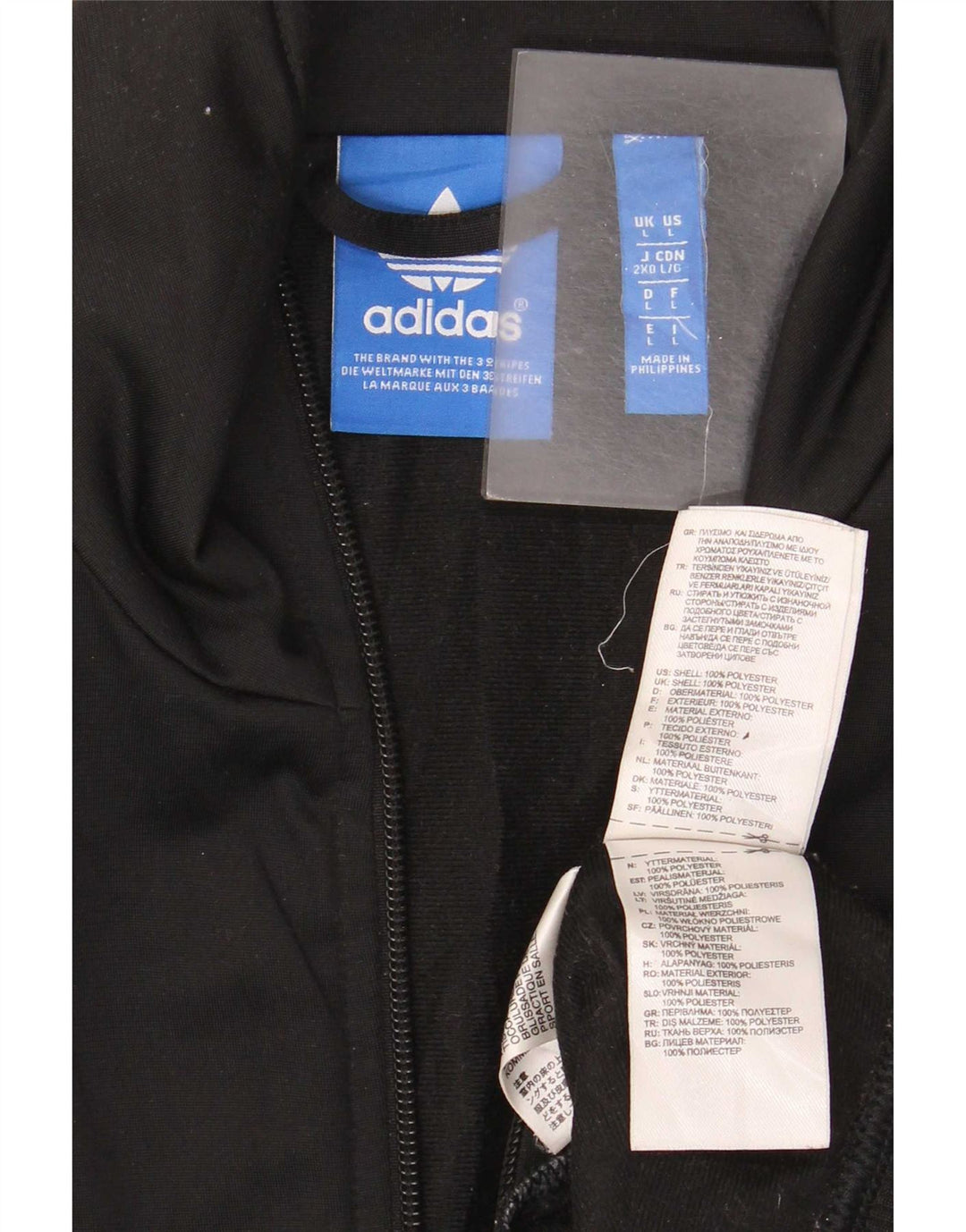 Adidas Mens Tracksuit Top Jacket Large Black Polyester