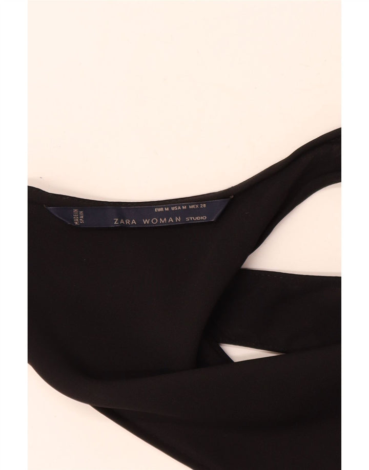 Zara Womens Sleeveless Jumpsuit UK 14 Medium Black Viscose