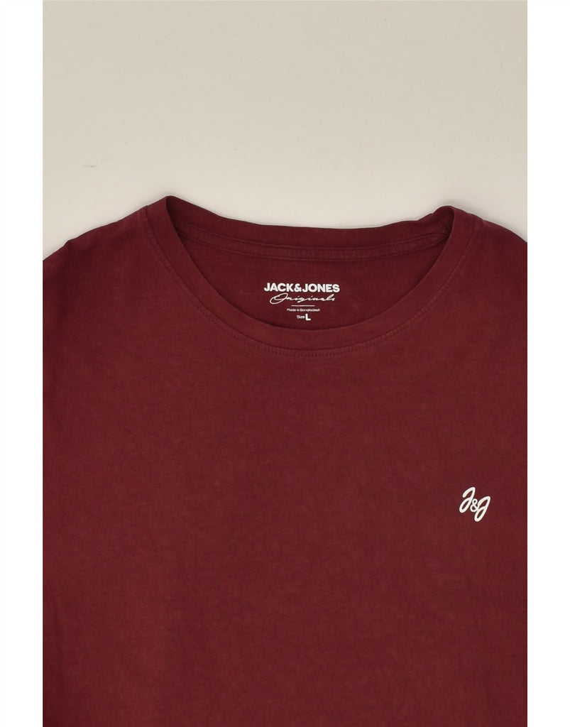 JACK & JONES Mens T-Shirt Top Large Burgundy Cotton | Vintage Jack & Jones | Thrift | Second-Hand Jack & Jones | Used Clothing | Messina Hembry 