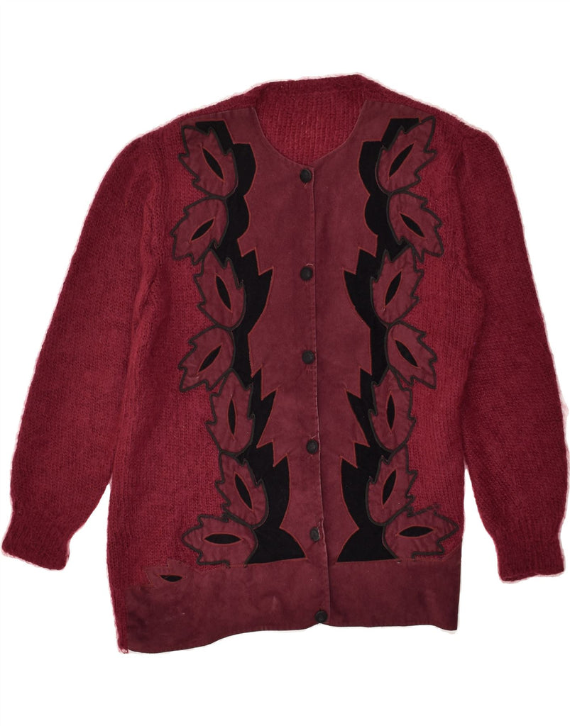VINTAGE Womens Cardigan Sweater UK 18 XL Burgundy Floral | Vintage Vintage | Thrift | Second-Hand Vintage | Used Clothing | Messina Hembry 