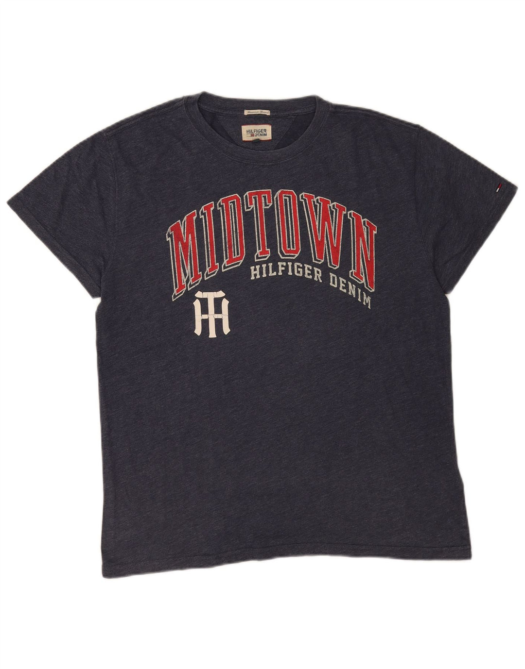 Tommy Hilfiger Mens Graphic T-Shirt Top Medium Navy Blue Cotton