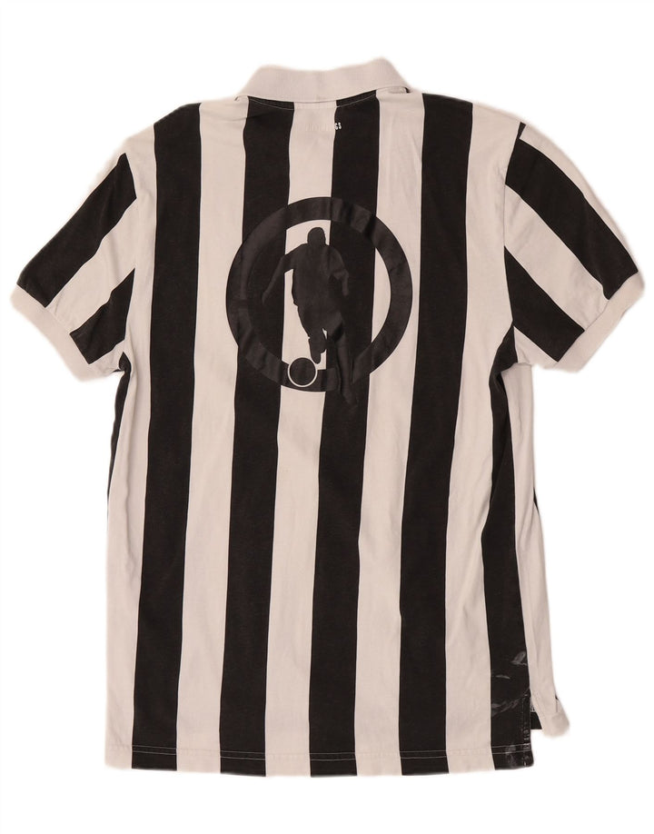 Bikkembergs Mens Polo Shirt Medium White Striped Cotton