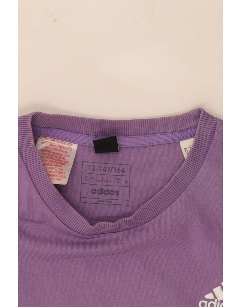 ADIDAS Girls Graphic T-Shirt Top 13-14 Years Purple Cotton Vintage Adidas and Second-Hand Adidas from Messina Hembry 