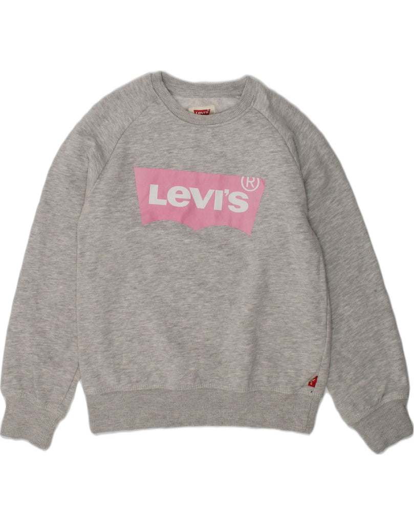 LEVI'S Girls Graphic Sweatshirt Jumper 9-10 Years Medium Grey Cotton | Vintage Levi's | Thrift | Second-Hand Levi's | Used Clothing | Messina Hembry 