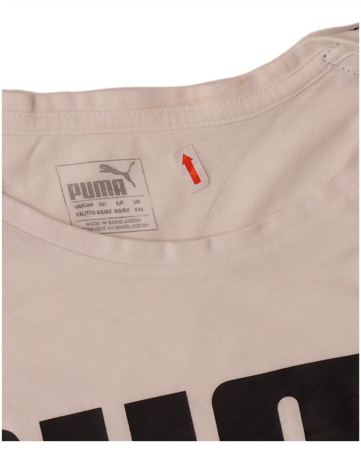 PUMA Mens Graphic T-Shirt Top 2XL White Cotton