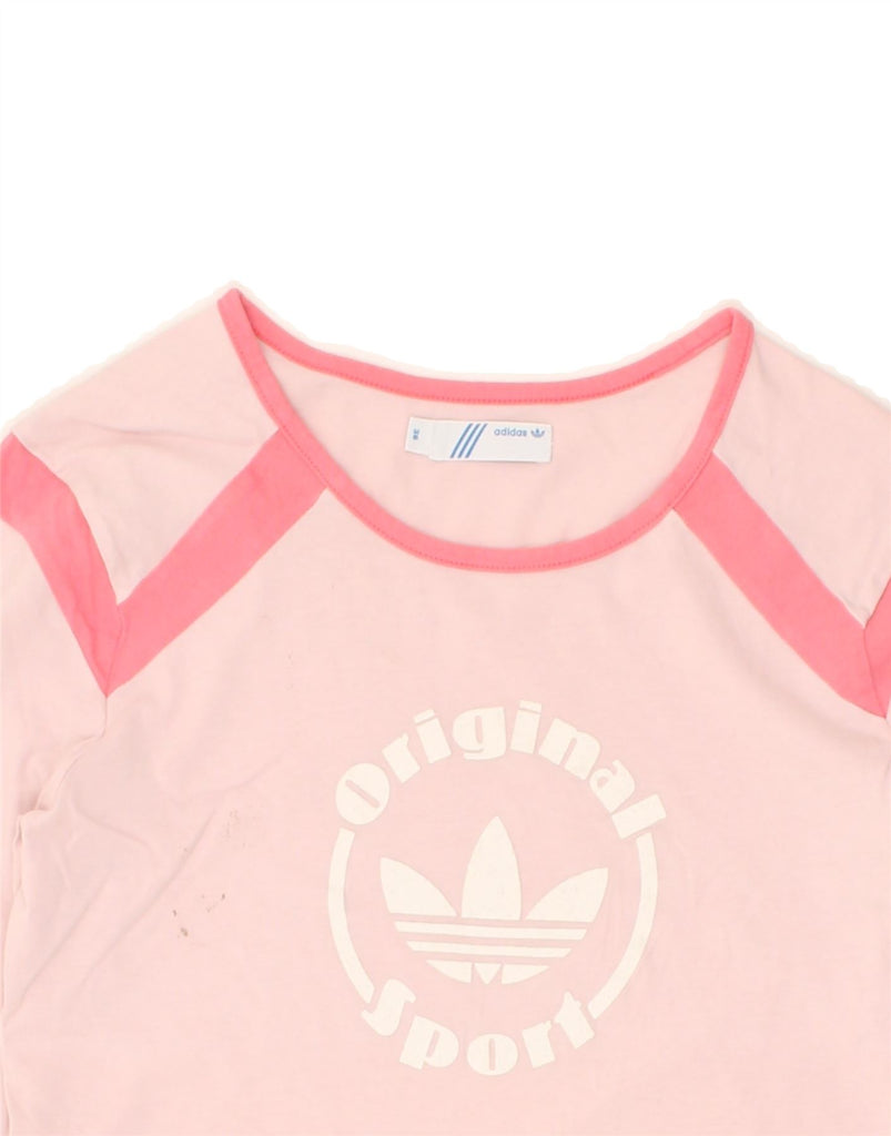 ADIDAS Womens Graphic Top Long Sleeve EU 38 Medium Pink | Vintage Adidas | Thrift | Second-Hand Adidas | Used Clothing | Messina Hembry 