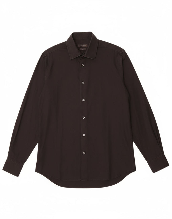 CALVIN KLEIN Mens Slim Fit Shirt Size 41 Large Black Cotton
