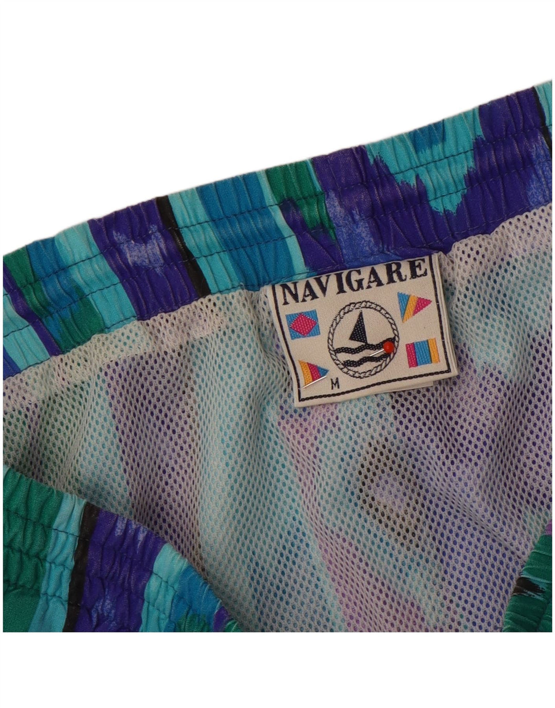 Navigare Mens Swimming Shorts Medium  Multicoloured Ikat Cotton