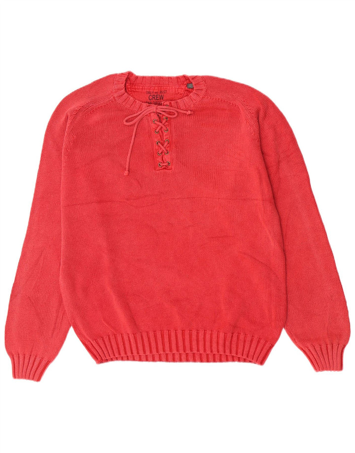 Crew Mens Neck Jumper Sweater Large Red Cotton
