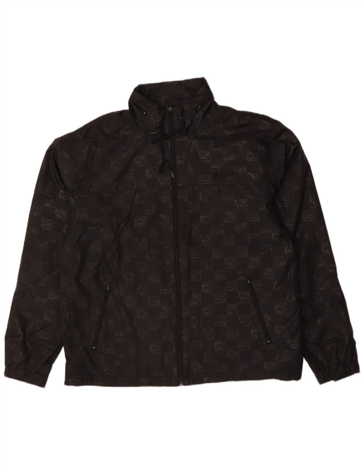 Quiksilver Mens Graphic Hooded Tracksuit Top Jacket XL Black Polyester