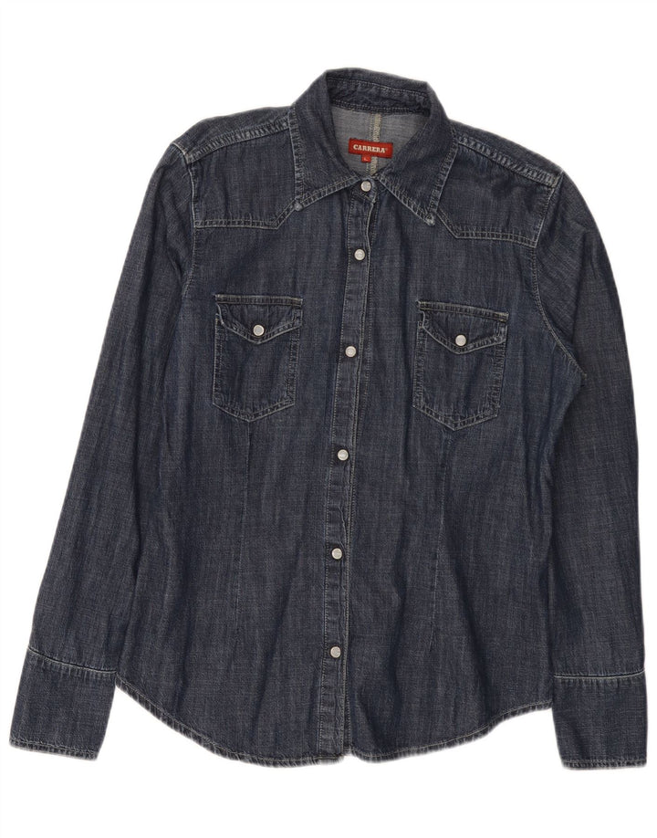 Carrera Womens Denim Shirt UK 16 Large Navy Blue Cotton