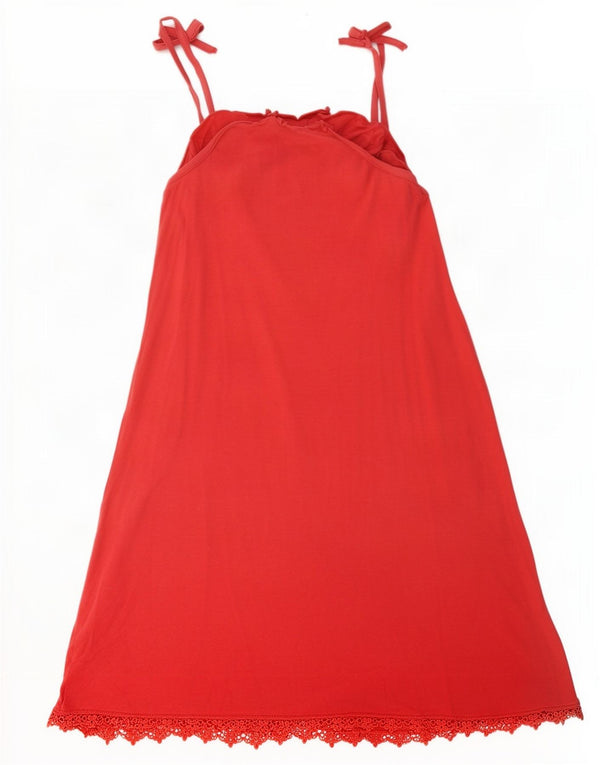 Benetton Girls Slip Dress 7-8 Years Medium Pink Cotton