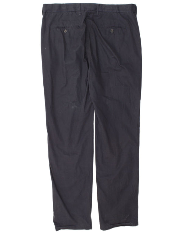 Marks & Spencer Mens Straight Chino Trousers W34 L33 Navy Blue Cotton