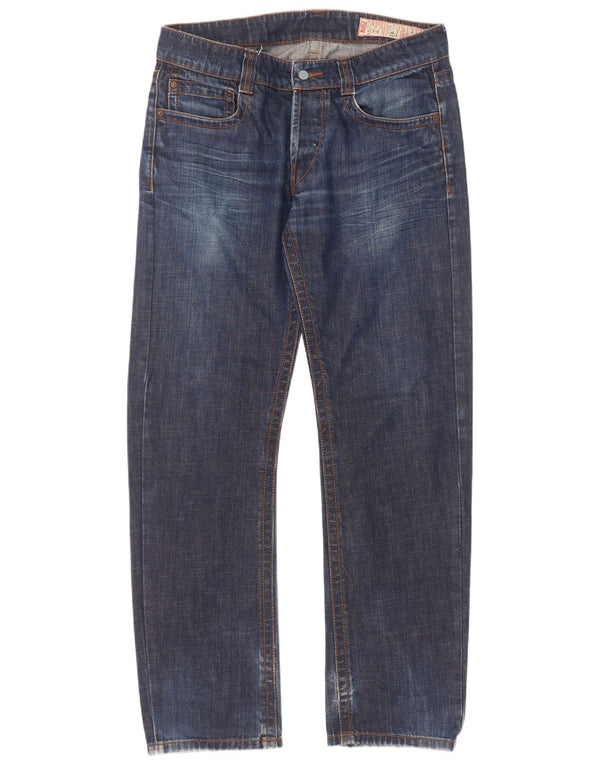 Rifle Mens Straight Jeans W34 L34 Navy Blue Cotton