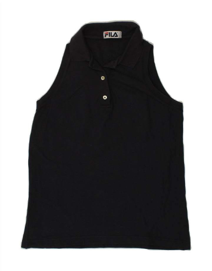 FILA Womens Sleeveless Polo Shirt IT 42 Medium Navy Blue Cotton Vintage Fila and Second-Hand Fila from Messina Hembry 
