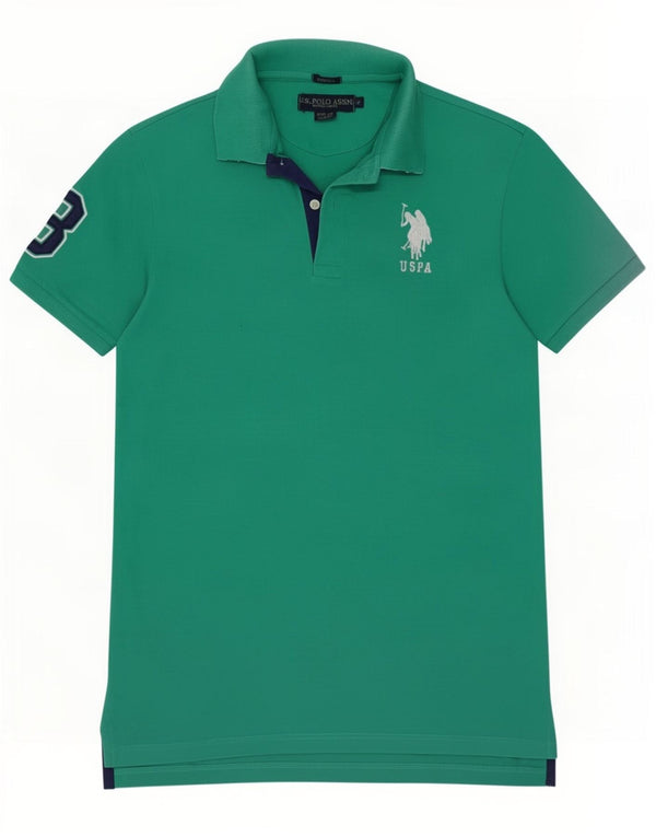 U.S. Polo Assn. Mens Graphic Slim Fit Polo Shirt Medium Green Cotton