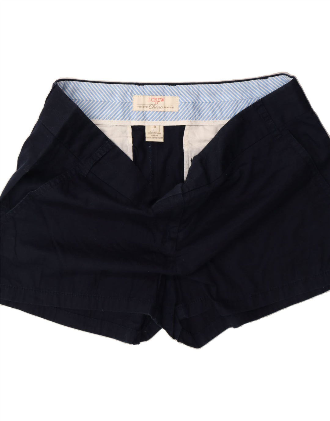 J. CREW Womens Broken In Chino Shorts US 8 Medium W30 L Navy Blue Cotton Vintage J. Crew and Second-Hand J. Crew from Messina Hembry 