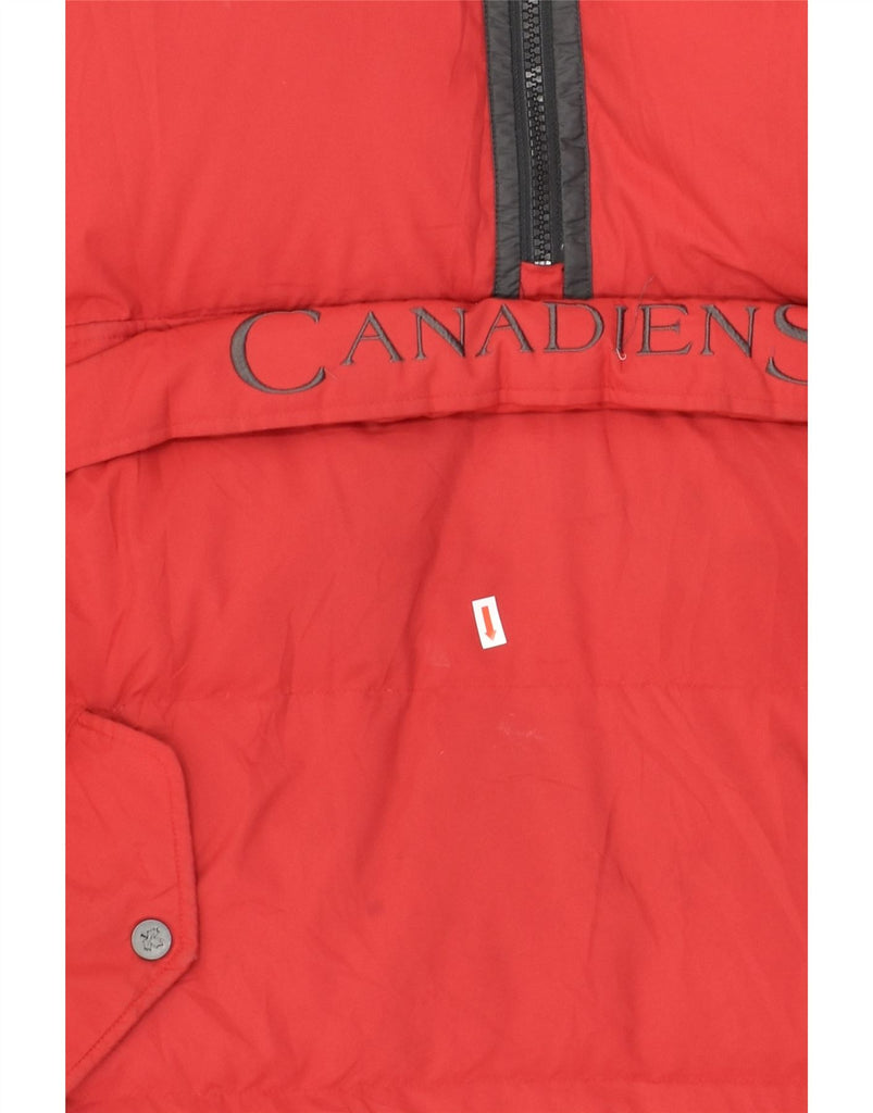 CANADIENS Mens Pullover Hooded Padded Jacket UK 38 Medium Red Polyamide | Vintage Canadiens | Thrift | Second-Hand Canadiens | Used Clothing | Messina Hembry 