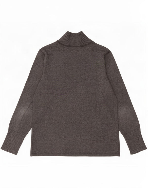 Eddie Bauer Womens Zip Neck Jumper Sweater UK 16 Large Grey Flecked